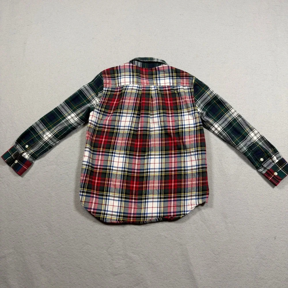 Ralph Lauren Boys Performance Mixed Plaid Button Down Shirt 6 Multi Patchwork